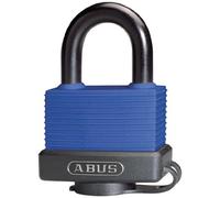 ABUS Candado de latón Aqua Safe 70IB/45 - resistente a la intemperie - arco de acero inoxidable para una protección anticorrosión adicional - revestimiento de plástico - nivel de seguridad ABUS 5