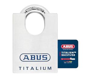 ABUS Candado de Titalium 96CSTI/50 - cierre igualado 7565 - cuerpo de candado macizo de aluminio ligero especial - protección de arco integrada - nivel de seguridad ABUS 8 - plateado
