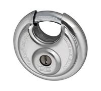 ABUS Candado Discus 26/80 - resistente a la intemperie - con taladro y cilindro protegido contra tirones - nivel de seguridad 8 - plata