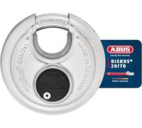 ABUS Candado Diskus 20/70 - Nivel de Seguridad 9, Acero Inoxidable | Tecnología de soldadura Diskus, cilindro ABUS-Plus, resistente a la intemperie - 70x70x30,5 mm, arco 10 mm