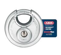 ABUS Candado Discus 26/80 - resistente a la intemperie - con taladro y cilindro protegido contra tirones - nivel de seguridad 8 - plata