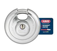 ABUS Candado Diskus 26/90 - Acero Inoxidable, Alta Seguridad, Plateado