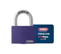 ABUS Candado T65AL/40 myLOCK - Aluminio, Escribible, Lila | Cuerpo de aluminio macizo escribible con rotulador - arco de acero Nano Protect - nivel de seguridad 5 - cierre automático