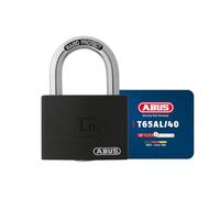 ABUS Candado T65AL/40 myLOCK - Aluminio, Escribible, Nivel 5 | Cuerpo escribible con rotulador, arco de acero templado Nano Protect, cierre automático sin llave, 43 mm de anchura