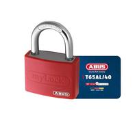 ABUS Candado T65AL/40 myLOCK - Aluminio, Escribible, Rojo | Cuerpo de aluminio macizo, arco de acero templado Nano Protect, cierre automático, nivel de seguridad ABUS 5