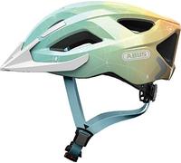 ABUS Casco urbano Aduro 2.0 - casco de bicicleta polivalente con luz - con diseño deportivo para el tráfico urbano - para hombres y mujeres - azul claro/naranja, talla L