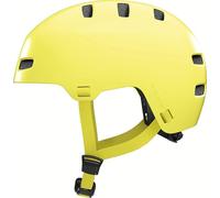 ABUS Casco de bicicleta XOXO: casco urbano con diseño skater, para monopatín, bicicleta y patinete, con mentonera optimizada, para jóvenes y adultos, talla M, amarillo liso