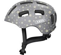 ABUS Casco de bicicleta Youn-I 2.0 - con luz para niños, adolescentes y jóvenes - para niñas y niños - gris con estampado de estrellas, talla M