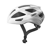 ABUS Casco de ciclismo de carretera Macator - casco de ciclismo deportivo para principiantes - también para usuarios con coleta - para hombres y mujeres - blanco/plateado, talla L