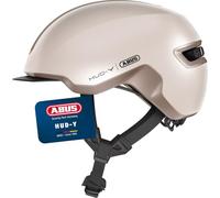 ABUS Casco de bicicleta Urban HUD-Y con luz LED trasera magnética recargable y cierre magnético