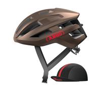 ABUS Casco de ciclismo de carretera PowerDome ACE - con gorra Race Cap - casco de ciclismo ligero con sistema de ventilación inteligente - Made in Italy - para hombre y mujer - Marrón metalizado, M