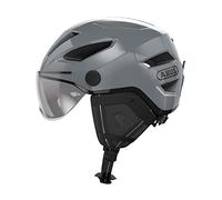 ABUS casco de ciudad Pedelec 2.0 ACE - casco de bicicleta con luz trasera, visera, protector de lluvia, protección para las orejas - para hombres y mujeres - gris, talla L