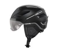 ABUS casco de ciudad Pedelec 2.0 ACE - casco de bicicleta con luz trasera, visera, protector de lluvia, protección para las orejas - para hombres y mujeres - negro mate, talla L