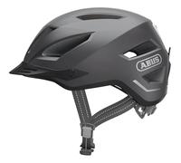 ABUS casco de ciudad Pedelec 2.0 - casco de bicicleta con luz trasera y protector de lluvia - para tráfico urbano - mujer hombre - gris oscuro, talla M, gris oscuro (titanio), M (52-57 cm)