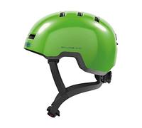 ABUS Casco infantil Skurb Kid - casco de bicicleta robusto en look skater con espacio para una coleta y una variedad de diseños - para niñas y niños - verde brillante, talla S