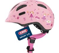 ABUS Casco infantil Smiley 2.0 - Casco de bicicleta robusto para niñas y niños - Rosa con estampado de princesas, talla M