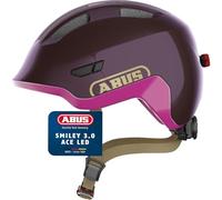 ABUS Casco Infantil Smiley 3.0 Ace LED - Casco de Bicicleta con luz - Ajuste Profundo y Espacio para una coleta - para niñas y niños