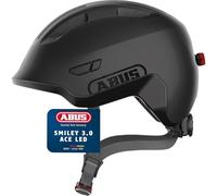 ABUS Casco Infantil Smiley 3.0 ACE LED, Negro, Talla M
