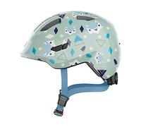 ABUS Casco infantil Smiley 3.0 - casco de bicicleta con ajuste bajo, diseños adaptados a los niños y espacio para una coleta - para niñas y niños - verde claro con dibujo, talla S