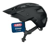 ABUS Casco MTB MoDrop, Negro Mate, S | Tecnología In-Mold, sistema de ajuste, soporte para gafas, abertura para coleta