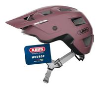 ABUS Casco MTB MoDrop para Bicicleta de Montaña, Rojo, M | Proceso In-Mold, sistema de ajuste, soporte para gafas, abertura para coleta