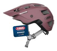 ABUS Casco MTB MoDrop para Bicicleta de Montaña, Rojo, S | Tecnología In-Mold, sistema de ajuste, soporte de gafas, apertura para coleta