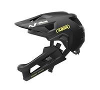 ABUS Casco MTB YouDrop FF - casco integral para niños y adolescentes - para iniciarse en el ciclismo de montaña - con mentonera desmontable - negro, talla S