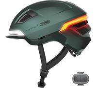 ABUS Casco para bicicleta HYP-E, casco con luz delantera, luz trasera e intermitente, también apto para ciclismo en e-bikes y S-pedelecs, para adolescentes y adultos, talla L, verde