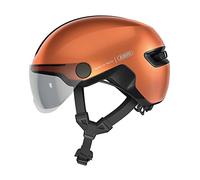 ABUS Casco urbano HUD-Y ACE - elegante casco de bicicleta con visera y luz LED trasera magnética y recargable - para hombre y mujer