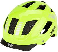 ABUS Casco urbano Hyban 2.0 MIPS - casco de bicicleta para uso diario con luz trasera, carcasa dura ABS, protección contra impactos - para hombres y mujeres - Amarillo Brillante, talla L, L (56-61 cm)