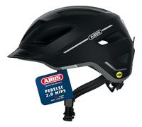 ABUS Casco urbano Pedelec 2.0 MIPS - casco de bicicleta con luz trasera, visera, protector de lluvia y protección contra impactos MIPS - para hombre y mujer - negro mate, talla M