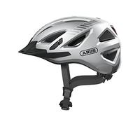 ABUS Casco urbano Urban-I 3.0 - casco de bicicleta con luz trasera, visera y cierre magnético - para hombre y mujer - plateado, talla L