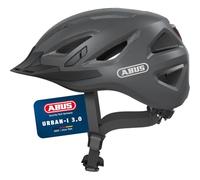 ABUS Casco de bicicleta Urban-I 3.0 con luz trasera, visera y cierre magnético gris oscuro 52-58 cm