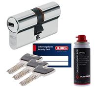 ABUS - Cerradura cilíndrica de seguridad Cilindro perfilado XP20 xp20s con tarjeta de seguridad 30/60 y ToniTec - Cuidado Spray