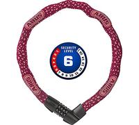 ABUS Cerradura de cadena Tresor 1385/75 Cherry Heart - cerradura de combinación de acero templado - cadena cuadrada de 6 mm de grosor - nivel de seguridad 6 - 75 cm - rojo