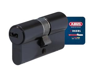 ABUS Cilindro de perfil D6XBL 30/30 con tarjeta de código y 5 llaves, color negro