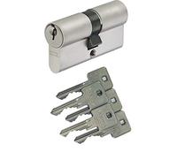 ABUS Cilindro doble A93, Cerradura, 30/30 mm, con 5 llaves, con función de emergencia y protección contra taladros, perfil C73 C83 (35/40)