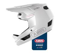 ABUS Downhill Helmet HiDrop - Casco Integral Certificado ASTM con Carcasa Exterior ABS para MTB: Descenso, Enduro y Bike Park - para Adultos y Adolescentes - Blanco, Talla S