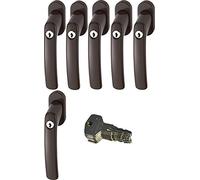 Abus FG200 B Sb Bloqueable Manilla Ventana, Marrón, Im Set 6 Piezas