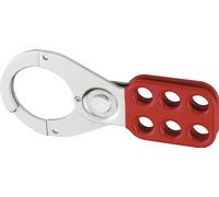 Abus H702 - Aspa de control de acero endurecido rojo 128x60mm | Construcción de acero robusto: bloqueo para puntos de energía, compatible con clips superpuestos para mayor protección