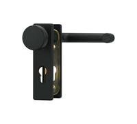 ABUS Herraje KFG 21526 Cortafuegos - Juego de Manilla y Pomo, Negro | Placa de acero con acabado en plástico negro, para puertas de 40 a 66 mm, cuadradillo de 9 mm y distancia de 72 mm.