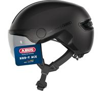 Abus HUD-Y Ace - Elegante Casco de Bicicleta con Visera y luz Trasera LED magnética y Recargable - para Hombre y Mujer