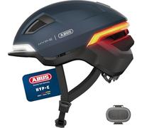 ABUS HYP-E Bicycle Helmet, Front/Rear/Turn Lights, E-Bike Compatible, Size L, Blue