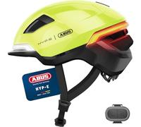 ABUS HYP-E Bicycle Helmet, Front/Rear/Turn Lights, E-Bike Compatible, Size L, Signal Yellow