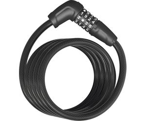 ABUS Kabelschloss Tresor 6512C/180, 180 cm, Negro | Candado de cable en espiral de 12 mm, código numérico ajustable, rodillos de 2 componentes
