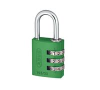 ABUS Candado de combinación 145/30 verde - Candado para maletas, taquillas y mucho más. - Candado de aluminio - código de combinación ajustable individualmente - nivel de seguridad 3