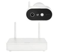 ABUS Cámara a Pilas Pro con estación Base PPIC91000 Cámara de vigilancia inalámbrica Inteligente con LED de luz Blanca, detección de Personas, notificación Push Individual, Audio bidireccional