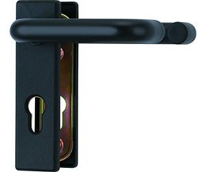 ABUS Racor KFG para puertas de protección contra incendios, con asa en ambos lados, placa de cubierta corta y con bordes, 21523, negra