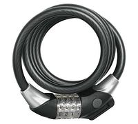 ABUS Raydo Pro 1450/185 cerradura de cable en espiral + soporte TexKF - Cerradura de combinación con cilindros LED iluminados - Nivel de seguridad 4-185 cm, negro