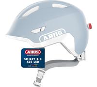 ABUS Casco infantil Smiley 3.0 LED – luz, ajuste profundo y espacio para coleta – para niñas y niños